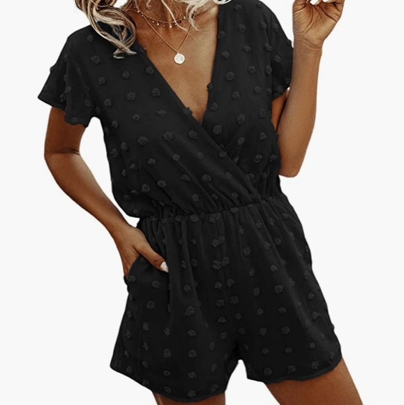 Pants - Nwot. Black Swiss dot romper. Women's size xl